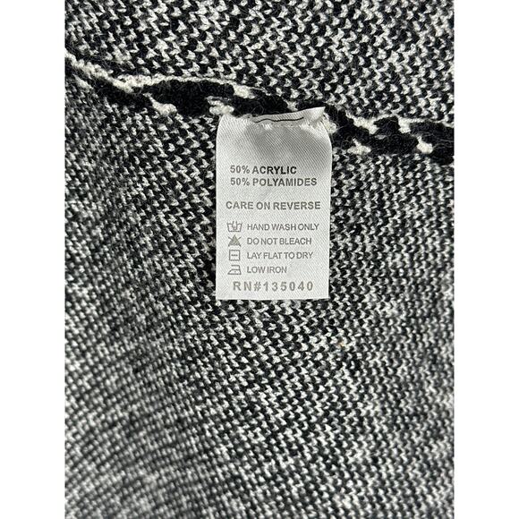 Kamana Geometric Aztec Open Cardigan Sweater Black White Red Long Sleeve Size L - Picture 11 of 11